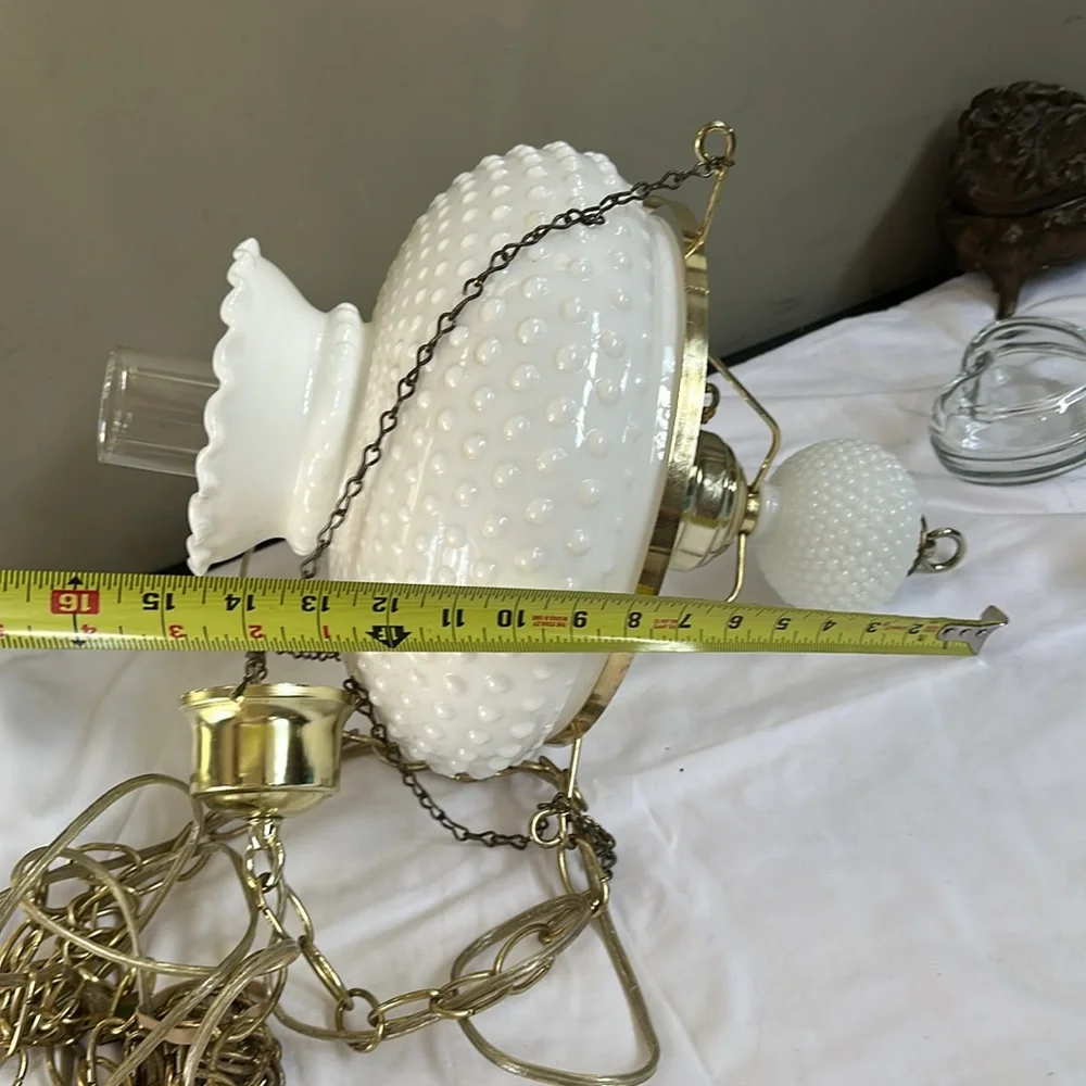 Vintage Elegant Milk Glass Hanging Lamp